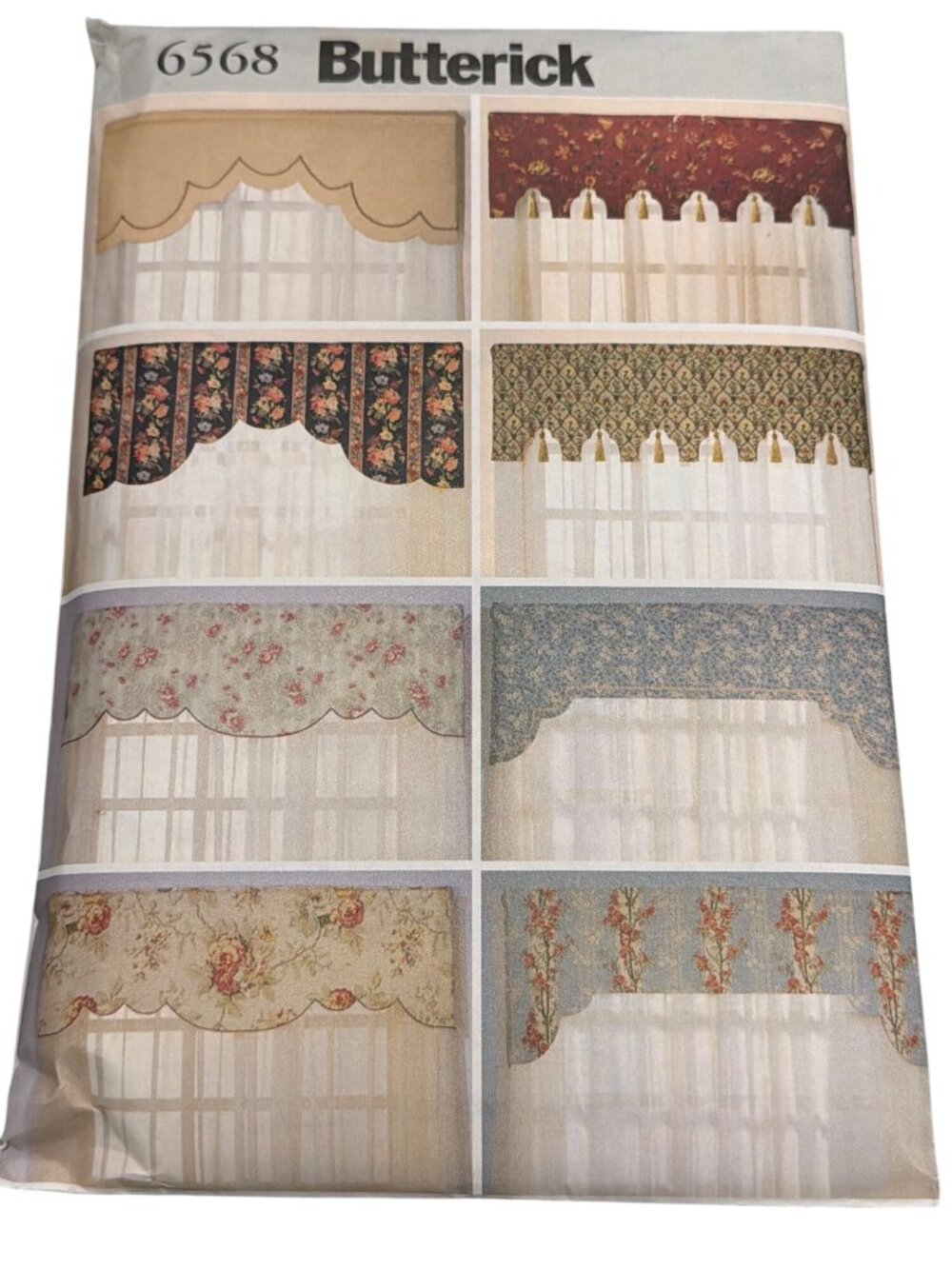 Butterick Reversible Valance Sewing Pattern 6568 For Window Sizes 36" 42" 48" On